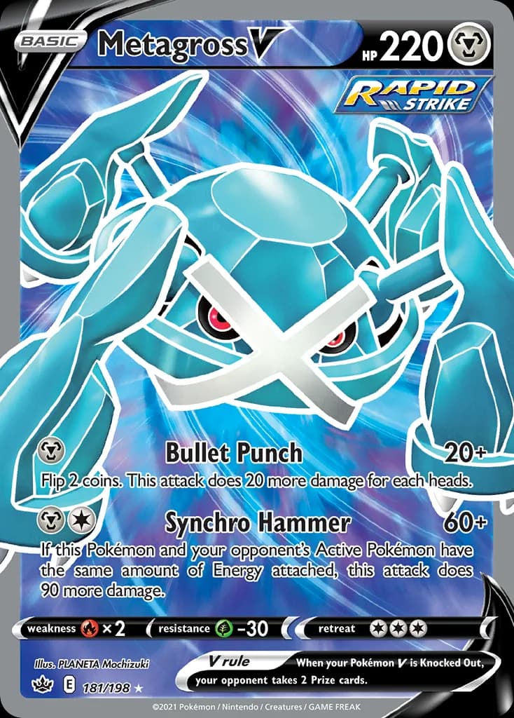 Metagross V card front, Chilling Reign 181/198