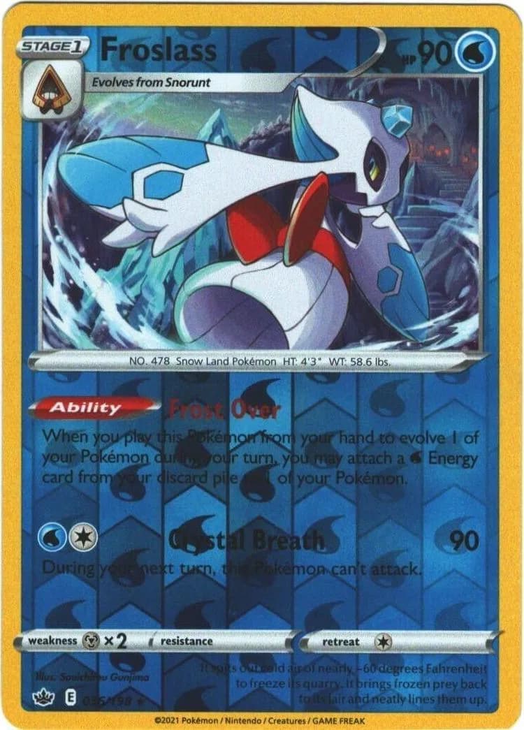 Froslass reverse holo card front, Chilling Reign 36/198