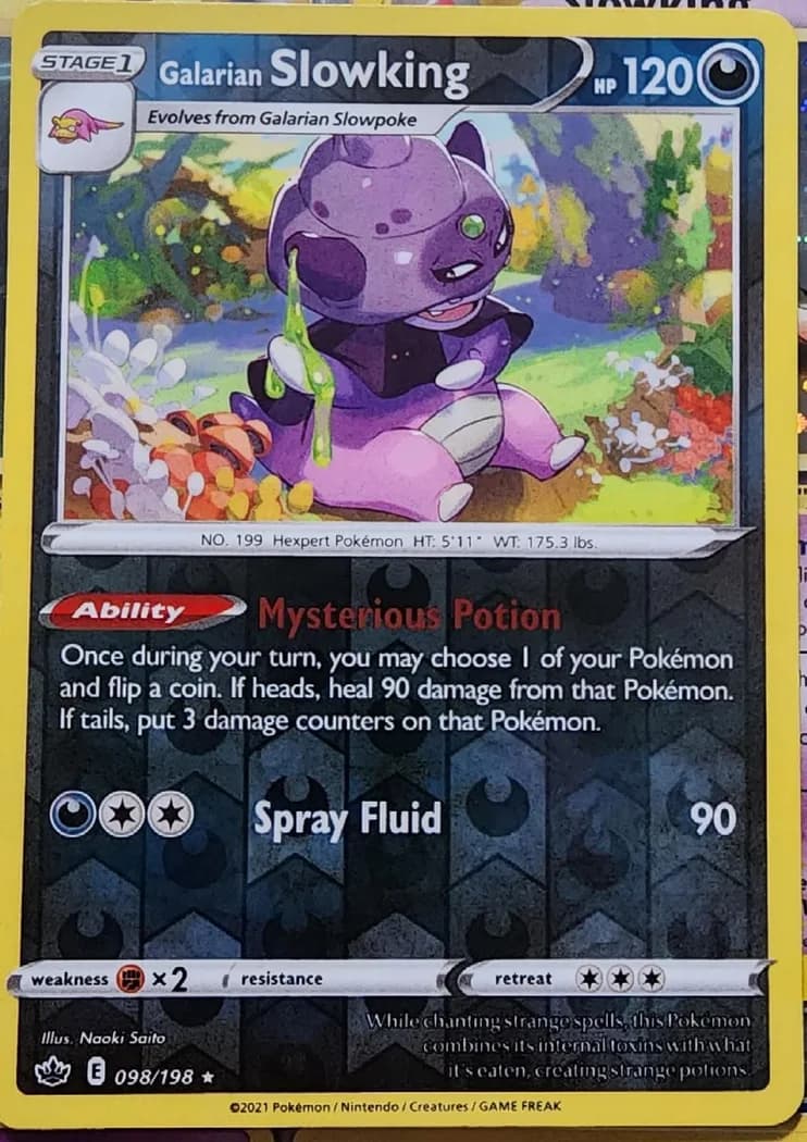 Galarian Slowking reverse holo card front, Chilling Reign 98/198