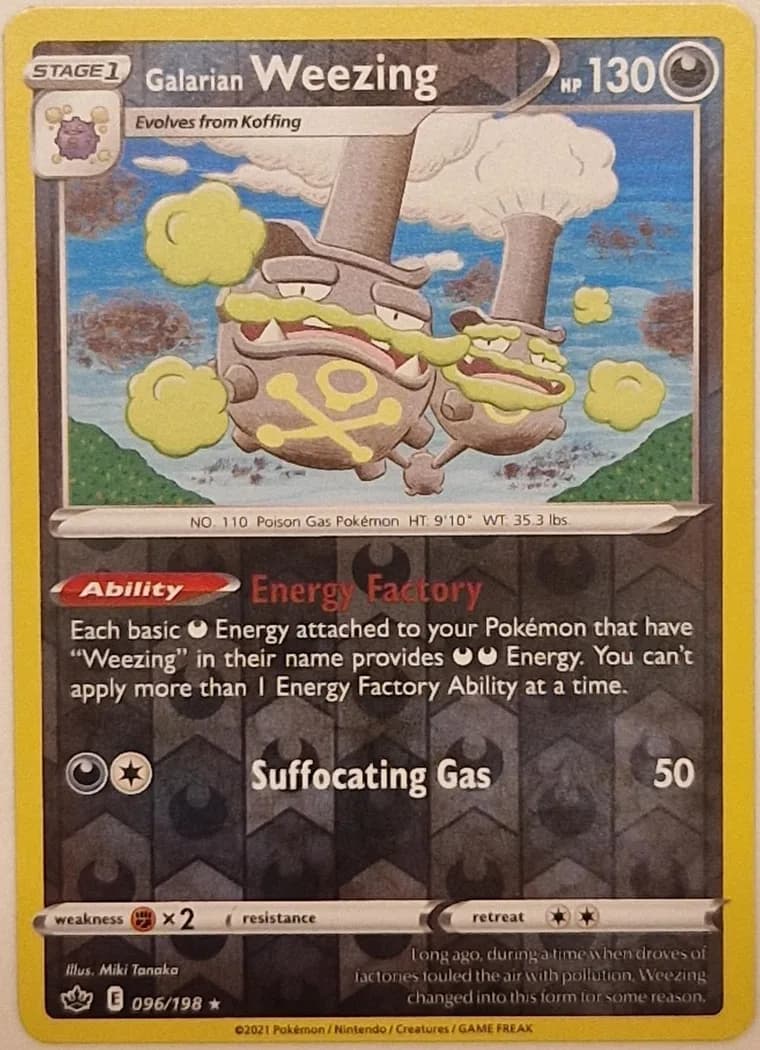 Galarian Weezing reverse holo card front, Chilling Reign 96/198