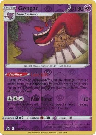Gengar reverse holo card front, Chilling Reign 57/198