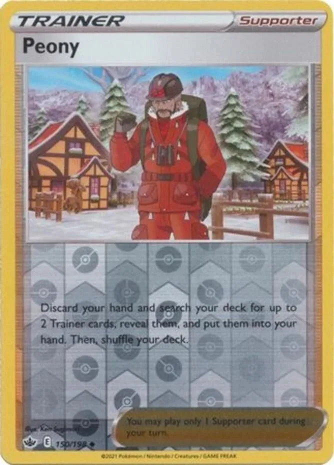 Peony reverse holo card front, Chilling Reign 150/198