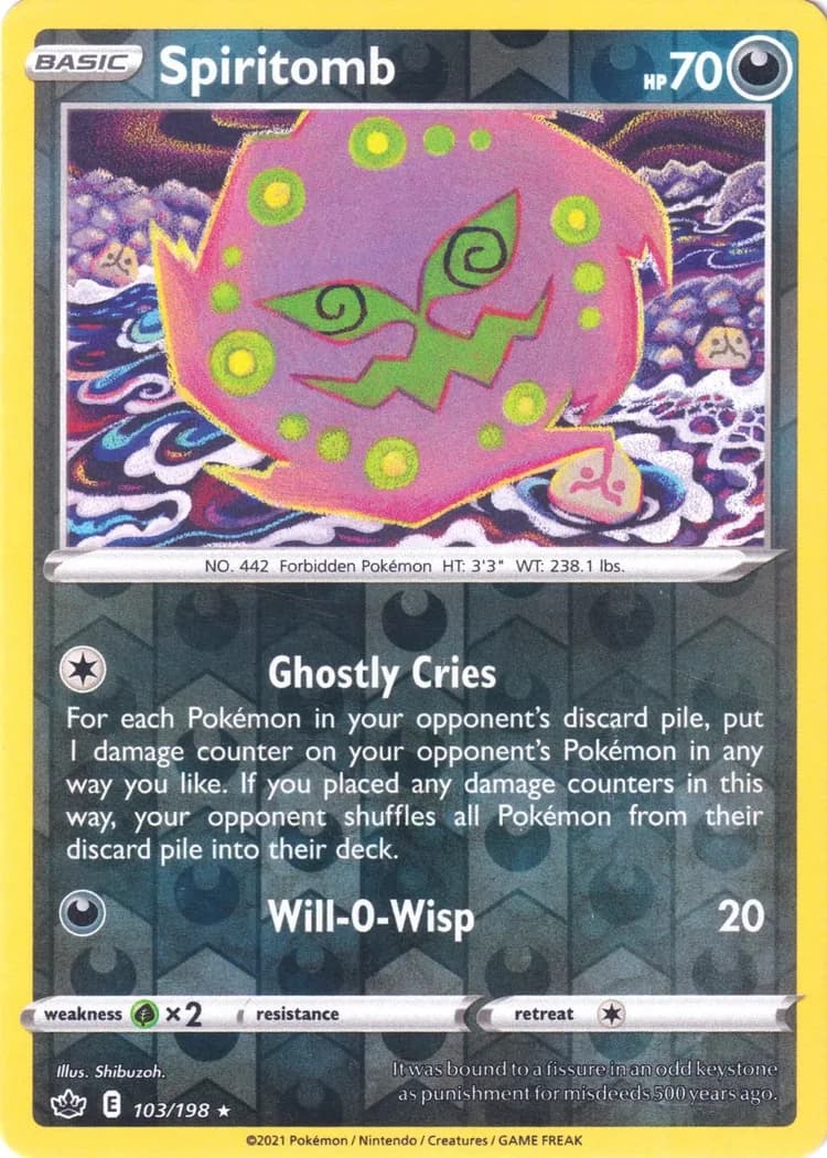 Spiritomb reverse holo card front, Chilling Reign 103/198