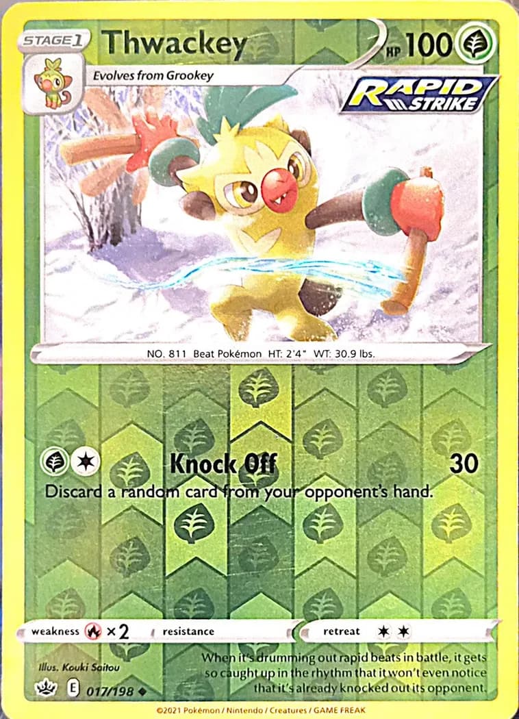 Thwackey reverse holo card front, Chilling Reign 17/198