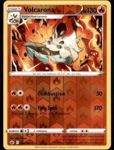 Volcarona reverse holo card front, Chilling Reign 24/198