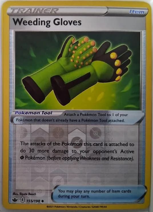 Weeding Gloves reverse holo card front, Chilling Reign 155/198