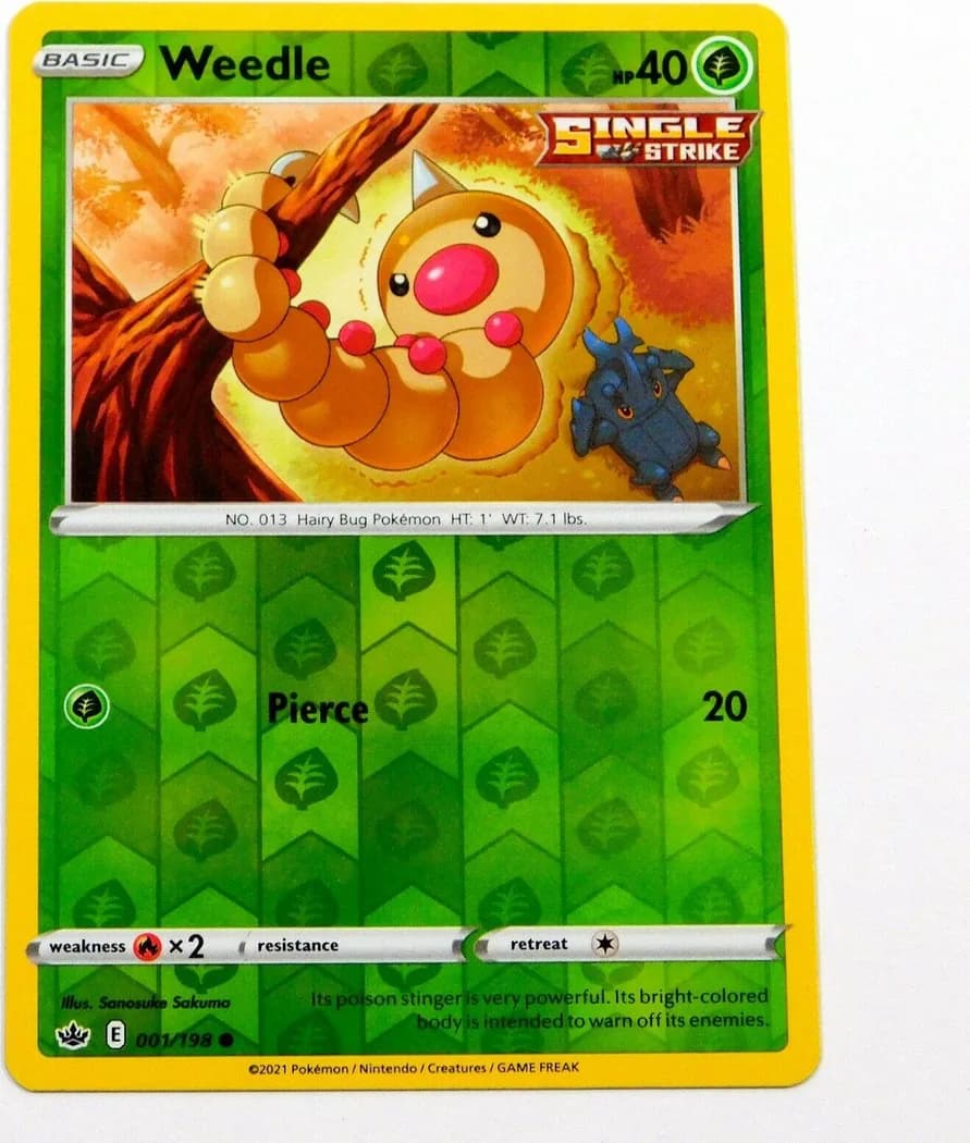 Weedle reverse holo card front, Chilling Reign 1/198