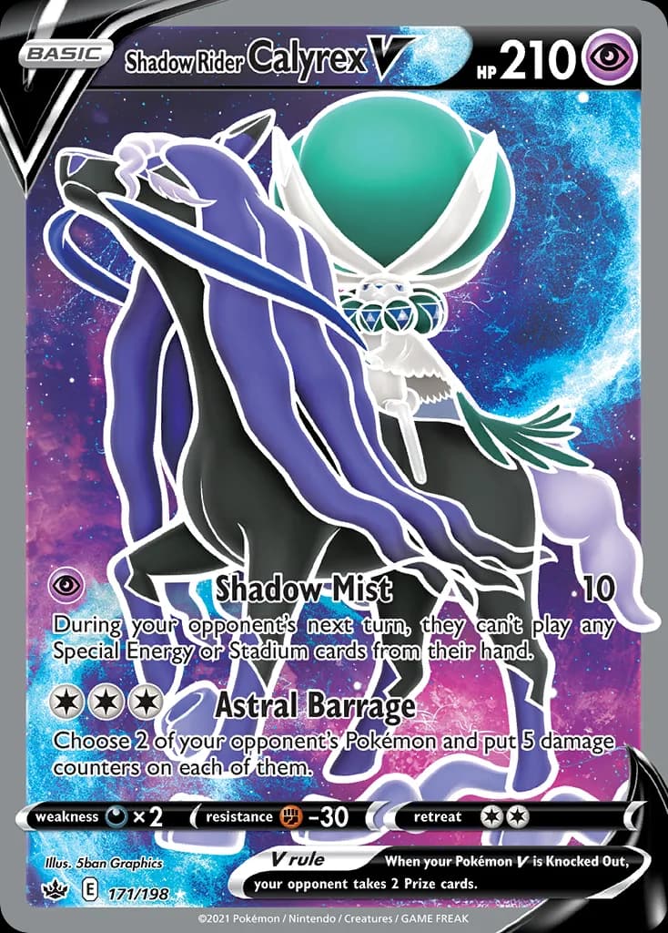 Chilling Reign Shadow Rider Calyrex V card front, 171/198