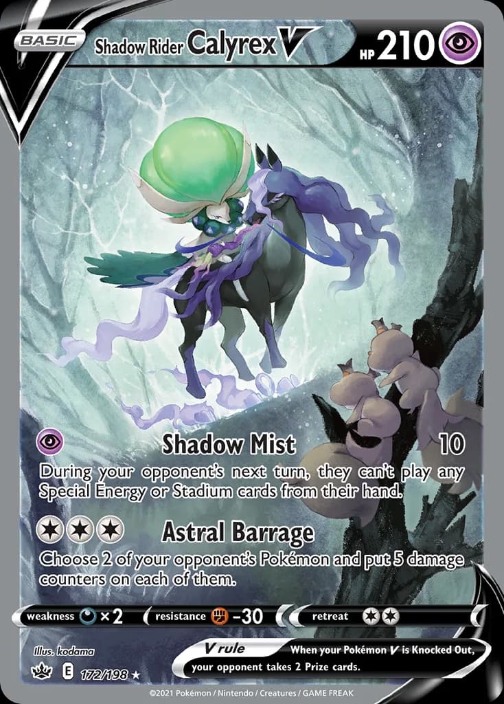 Chilling Reign Shadow Rider Calyrex V card front, 172/198