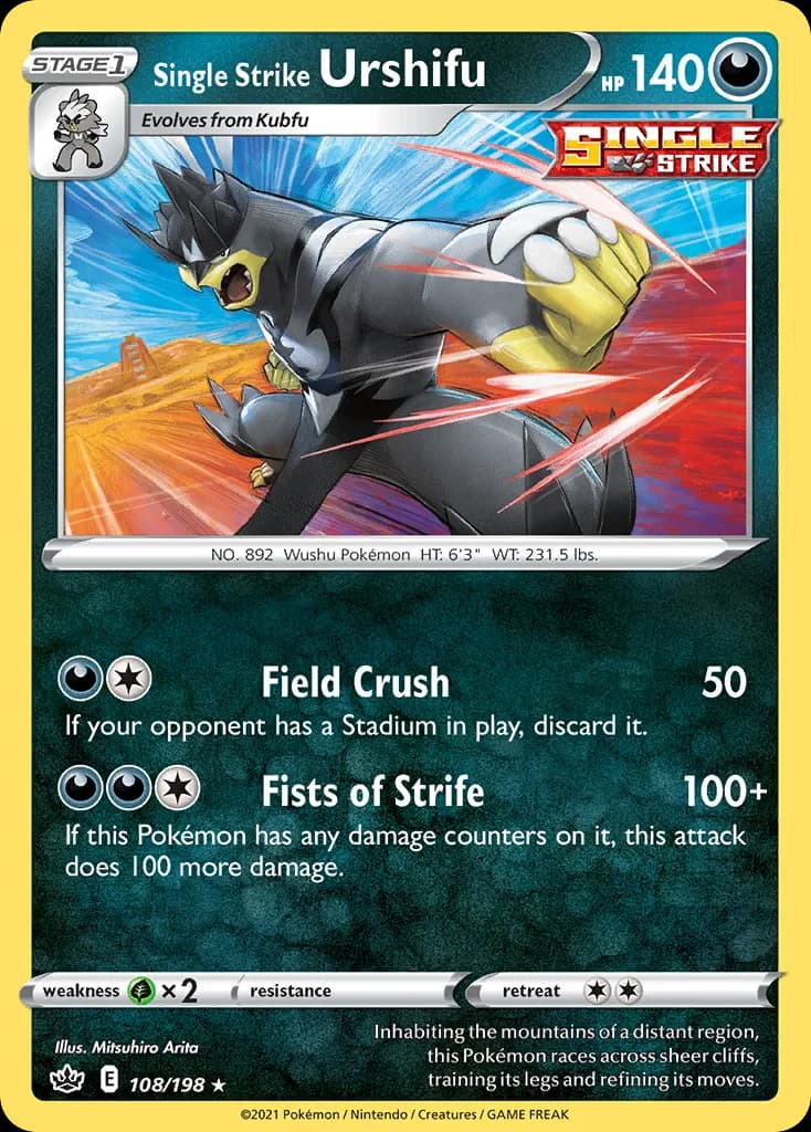 Chilling Reign Single Strike Urshifu card front, 108/198