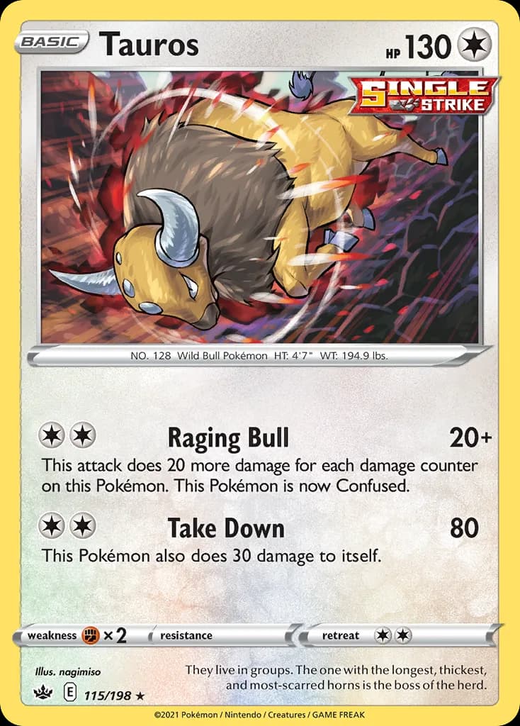 Chilling Reign Tauros card front, 115/198