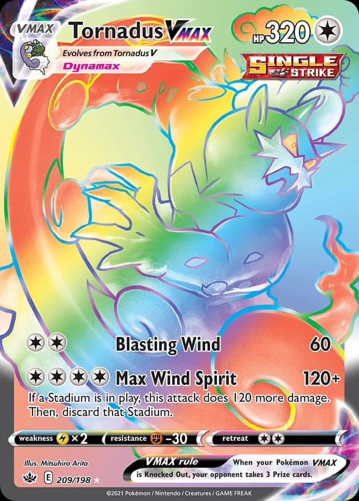 Chilling Reign Tornadus VMAX card front, 209/198