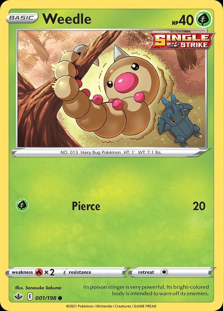Chilling Reign Weedle card front, 1/198