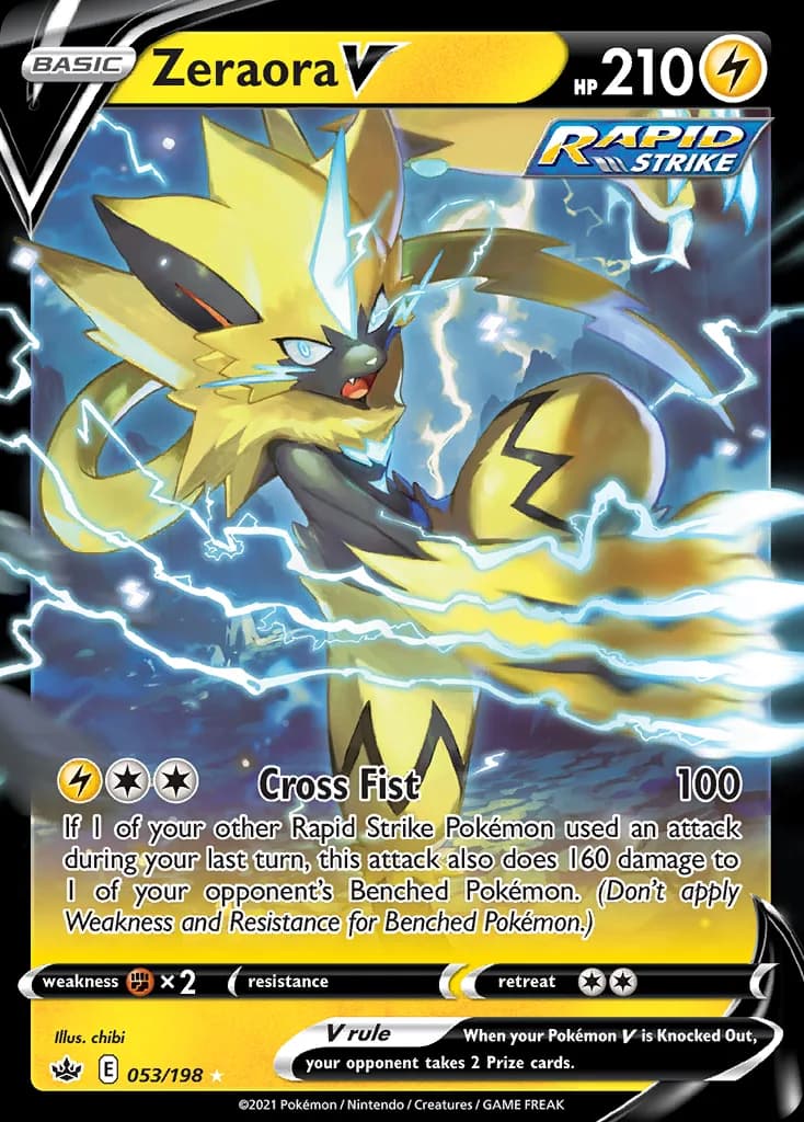 Chilling Reign Zeraora V card front, 53/198