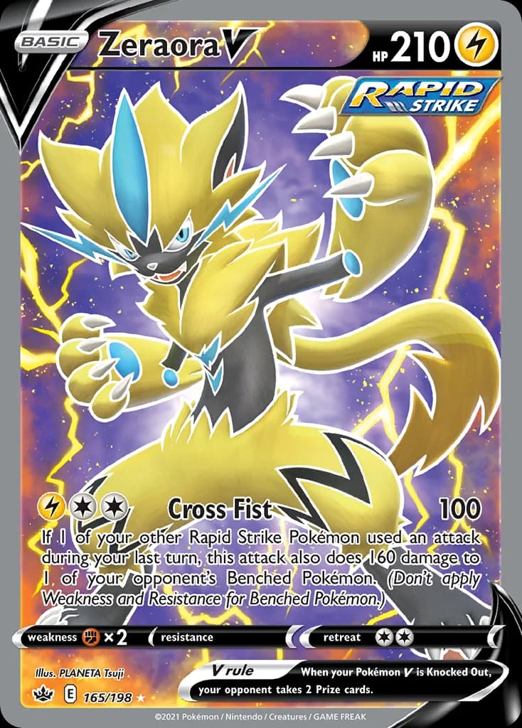 Chilling Reign Zeraora V card front, 165/198