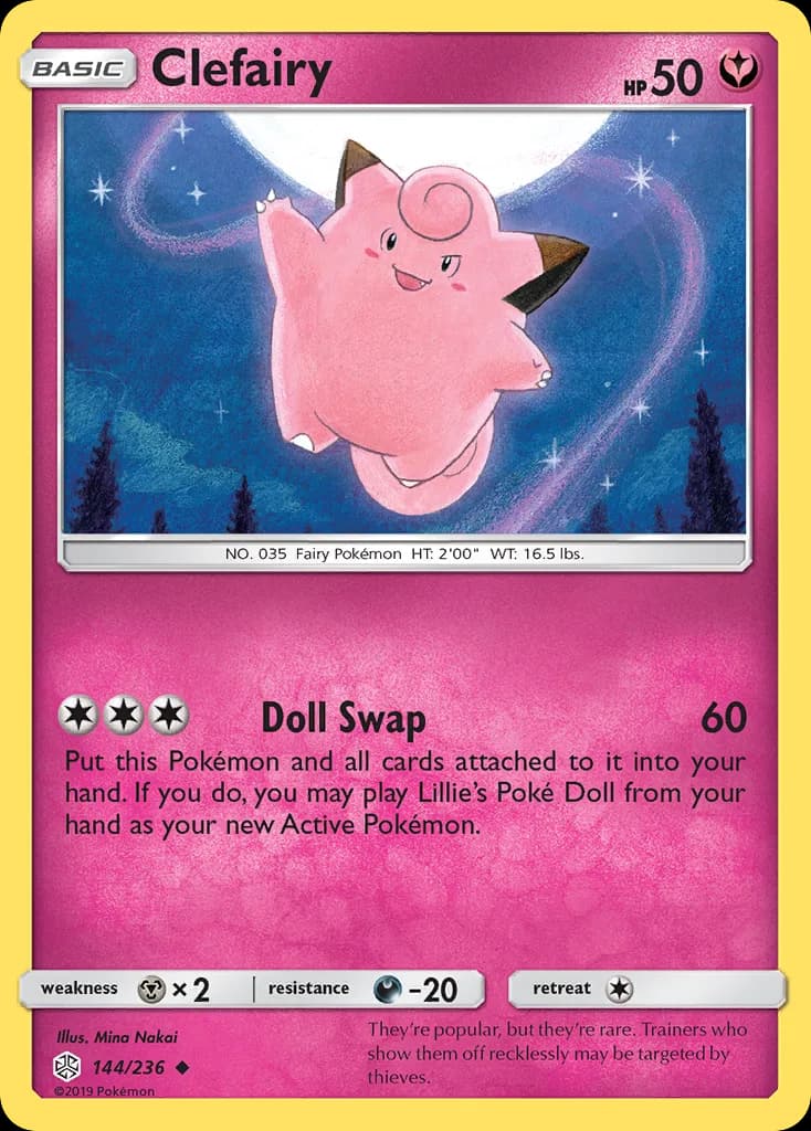 Cosmic Eclipse Clefairy card front, 144/236
