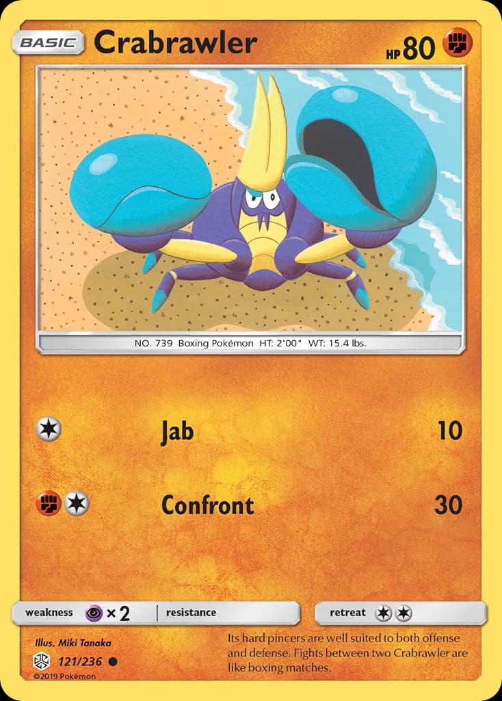 Crabrawler, Cosmic Eclipse 121/236, English non-holo base-card reference; reverse-holo finish is not shown