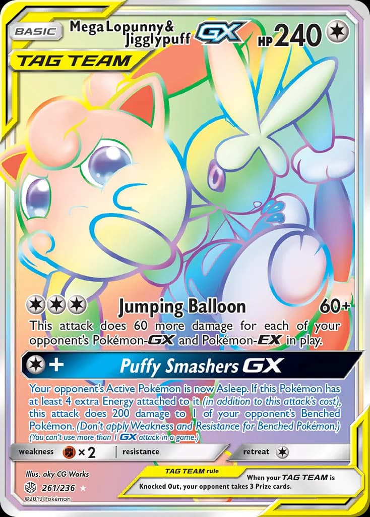 Cosmic Eclipse Mega Lopunny & Jigglypuff-GX card front, 261/236