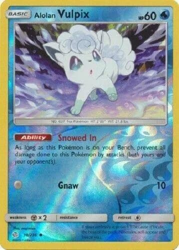 Alolan Vulpix reverse holo card front, Cosmic Eclipse 39/236