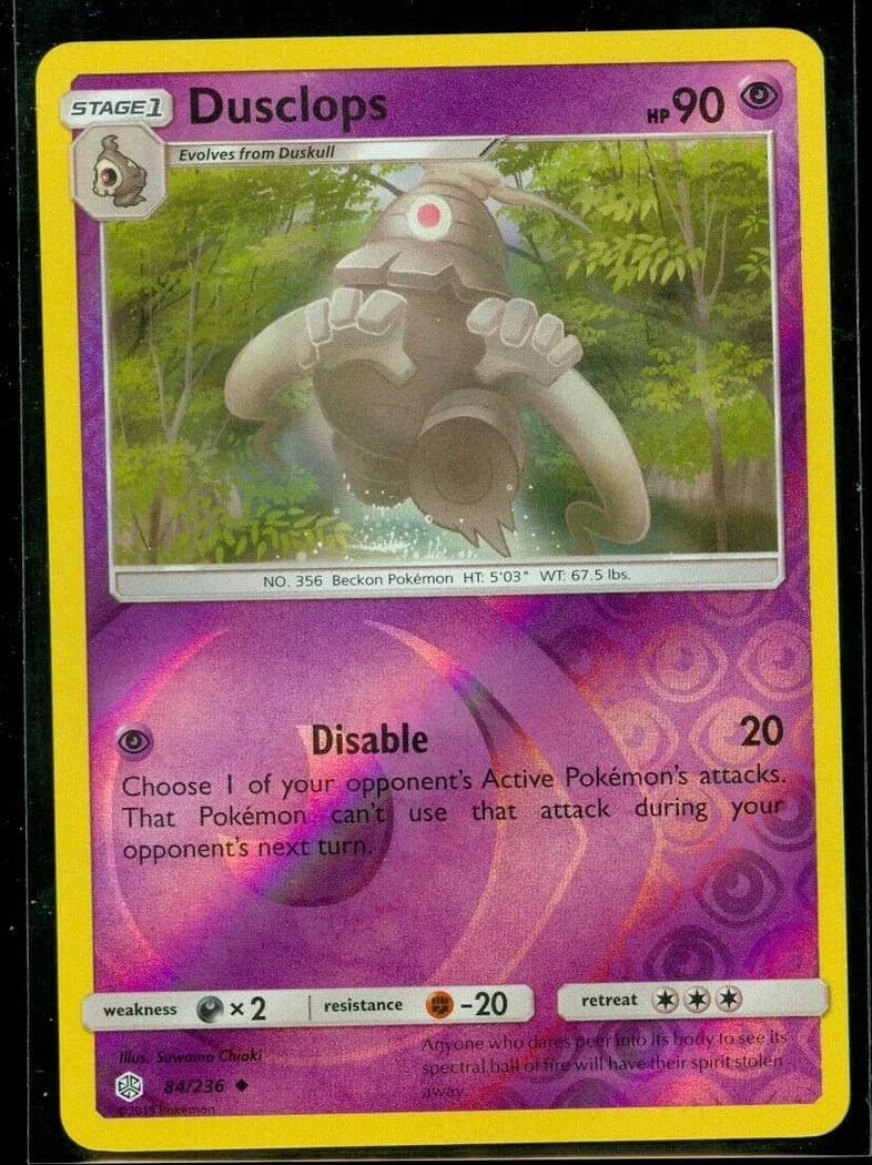 Dusclops reverse holo card front, Cosmic Eclipse 84/236