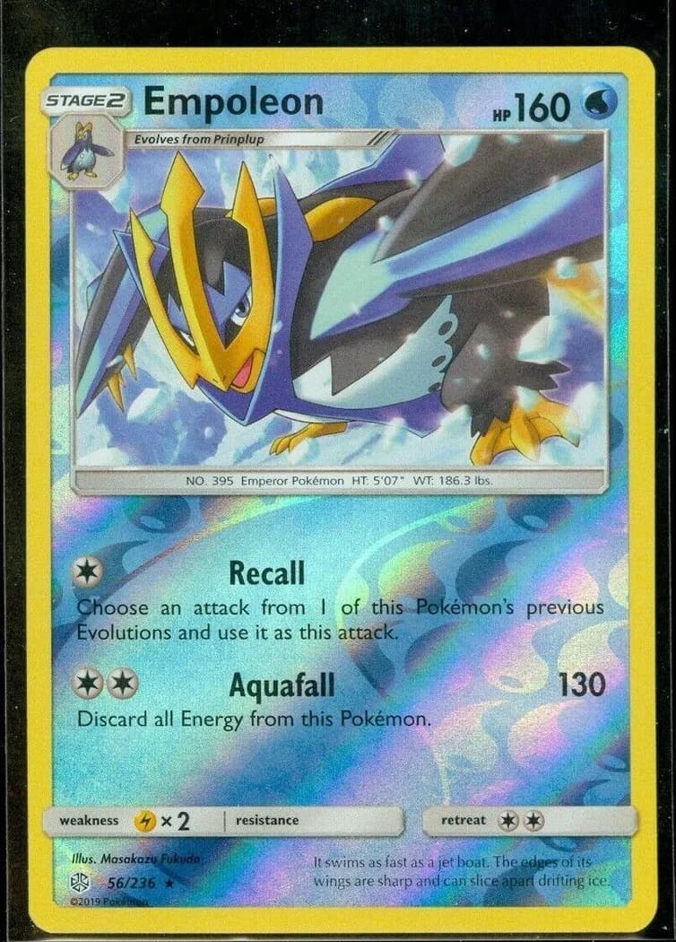 Empoleon reverse holo card front, Cosmic Eclipse 56/236
