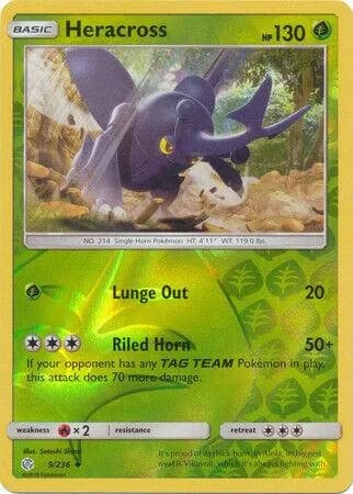 Heracross reverse holo card front, Cosmic Eclipse 9/236