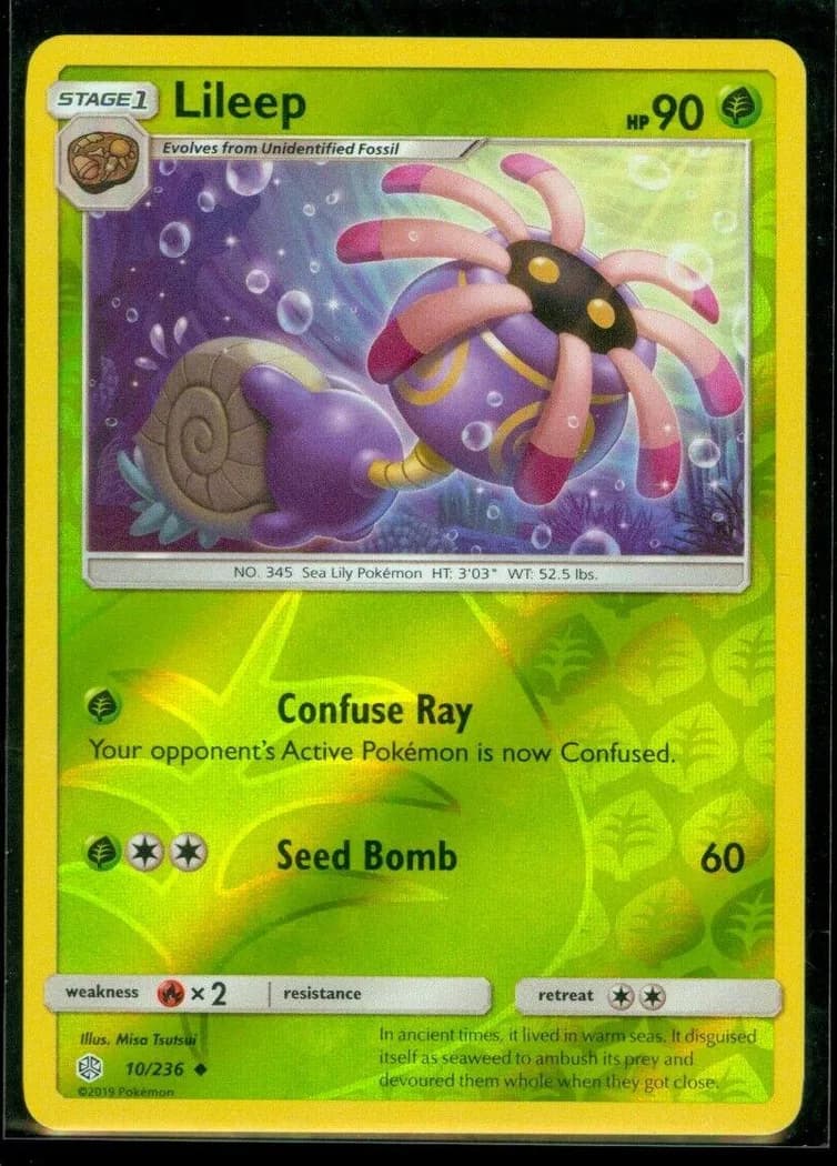 Lileep reverse holo card front, Cosmic Eclipse 10/236