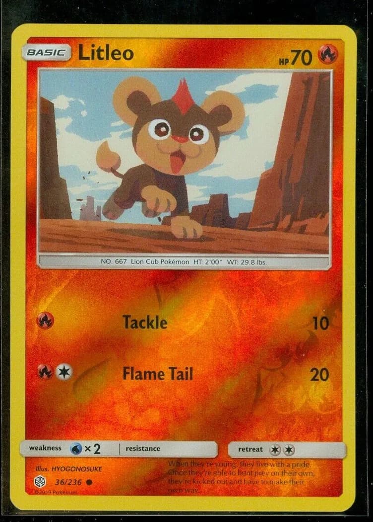 Litleo reverse holo card front, Cosmic Eclipse 36/236