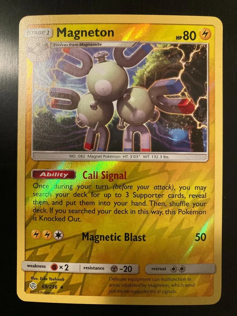 Magneton reverse holo card front, Cosmic Eclipse 69/236