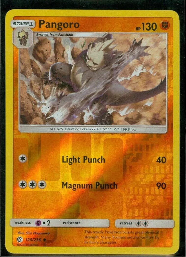 Pangoro reverse holo card front, Cosmic Eclipse 120/236