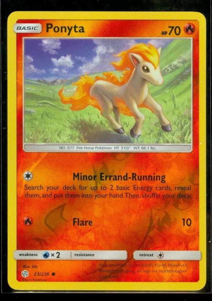 Ponyta reverse holo card front, Cosmic Eclipse 23/236