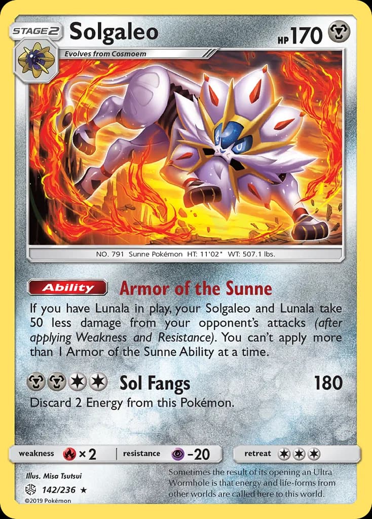 Cosmic Eclipse Solgaleo card front, 142/236