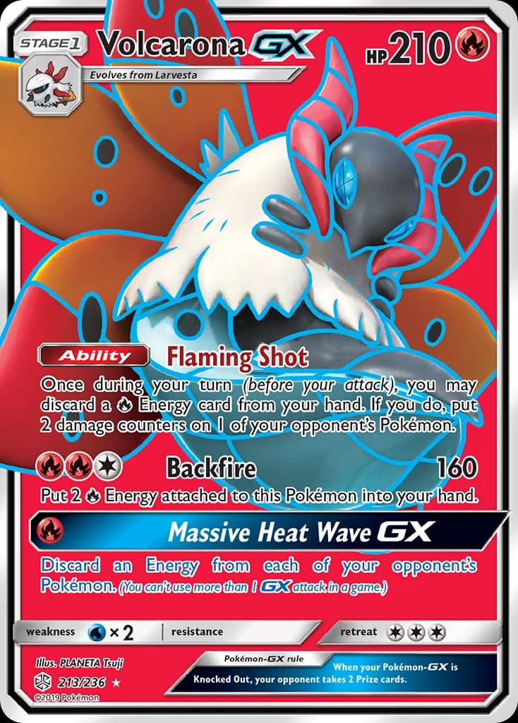 Volcarona-GX card front, Cosmic Eclipse 213/236
