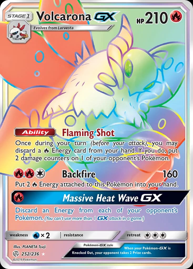 Volcarona-GX card front, Cosmic Eclipse 252/236