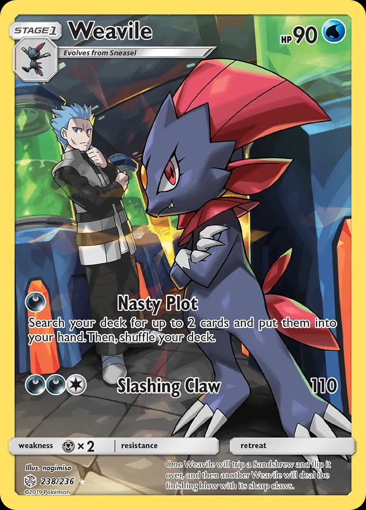 Weavile card front, Cosmic Eclipse 238/236