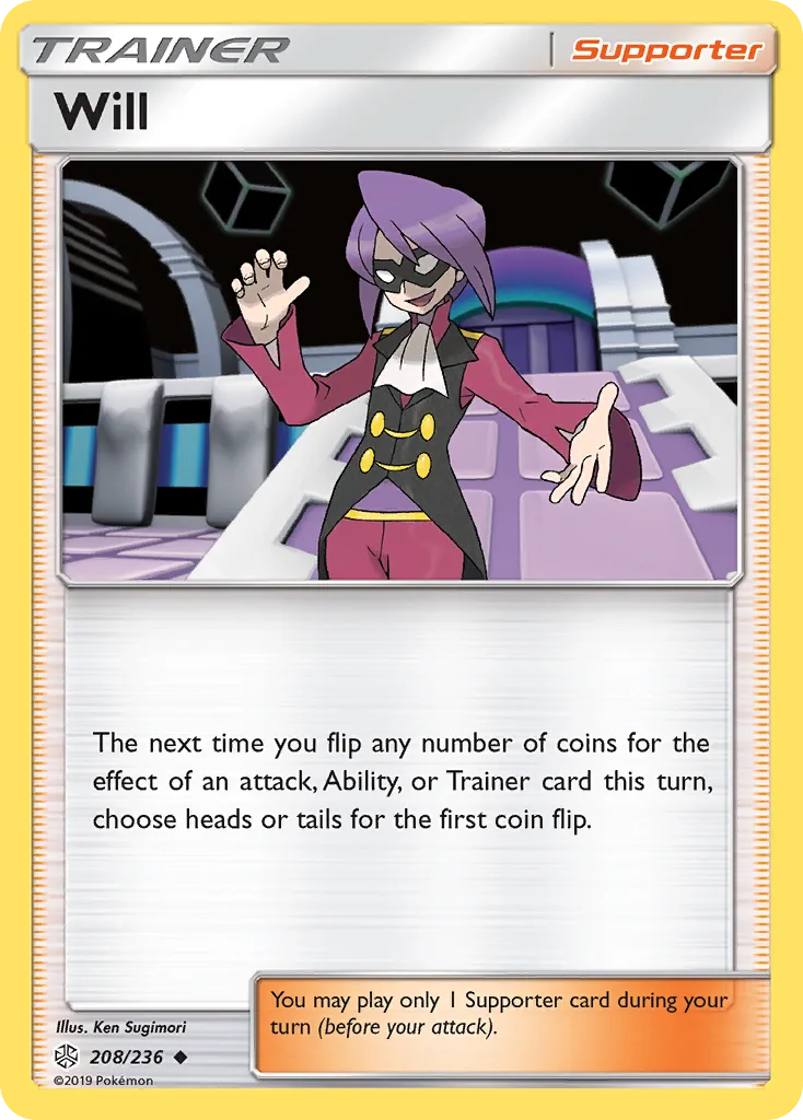 Will, Cosmic Eclipse 208/236, English non-holo base-card reference; reverse-holo finish is not shown