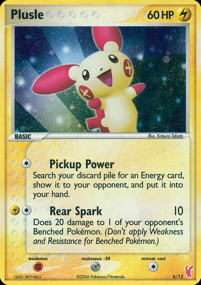 Plusle, EX Trainer Kit 2 Plusle 6/12, English card reference; finish and promotional markings may differ