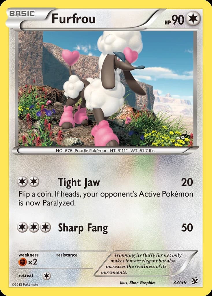 Furfrou, Kalos Starter Set 33/39, English card reference; finish and promotional markings may differ