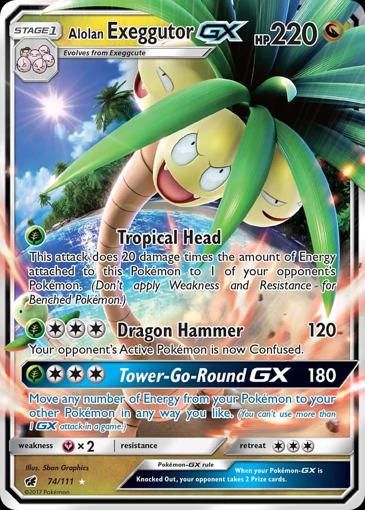Crimson Invasion Alolan Exeggutor-GX card front, 74/111
