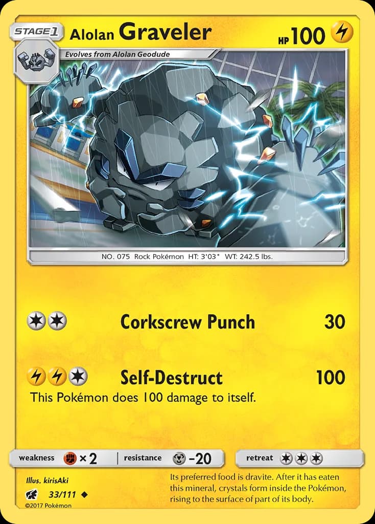 Crimson Invasion Alolan Graveler card front, 33/111