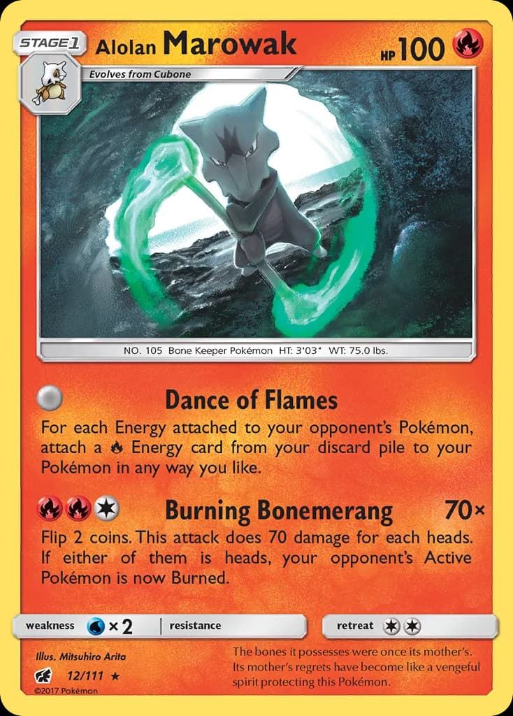 Crimson Invasion Alolan Marowak card front, 12/111