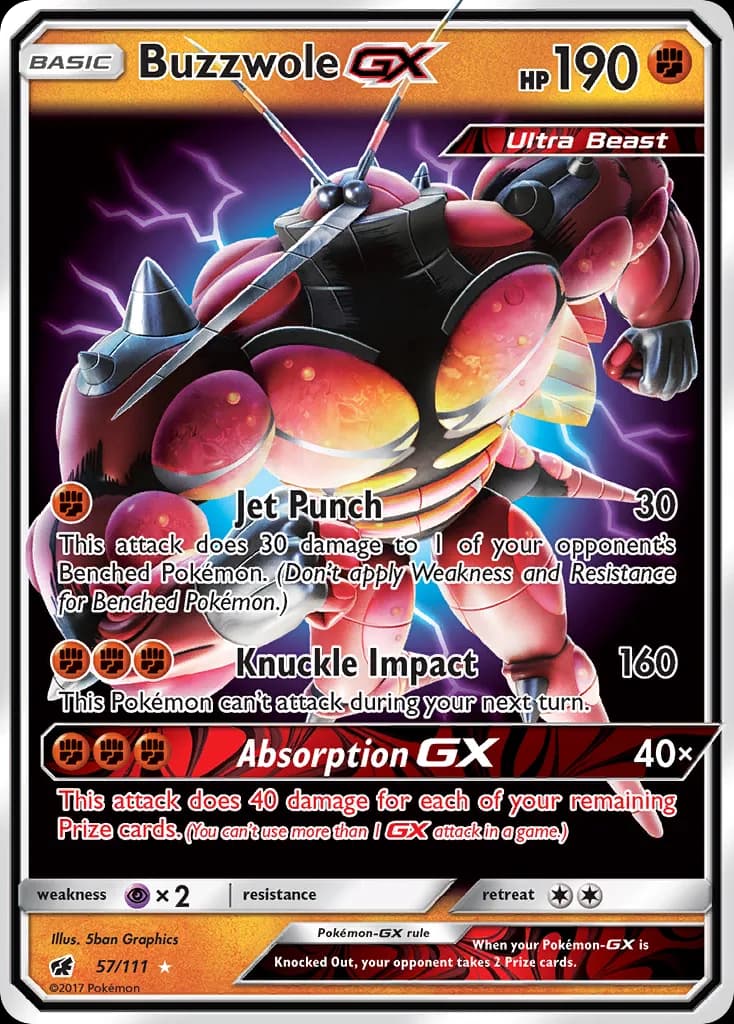 Crimson Invasion Buzzwole-GX card front, 57/111