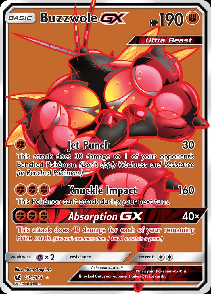Crimson Invasion Buzzwole-GX card front, 104/111