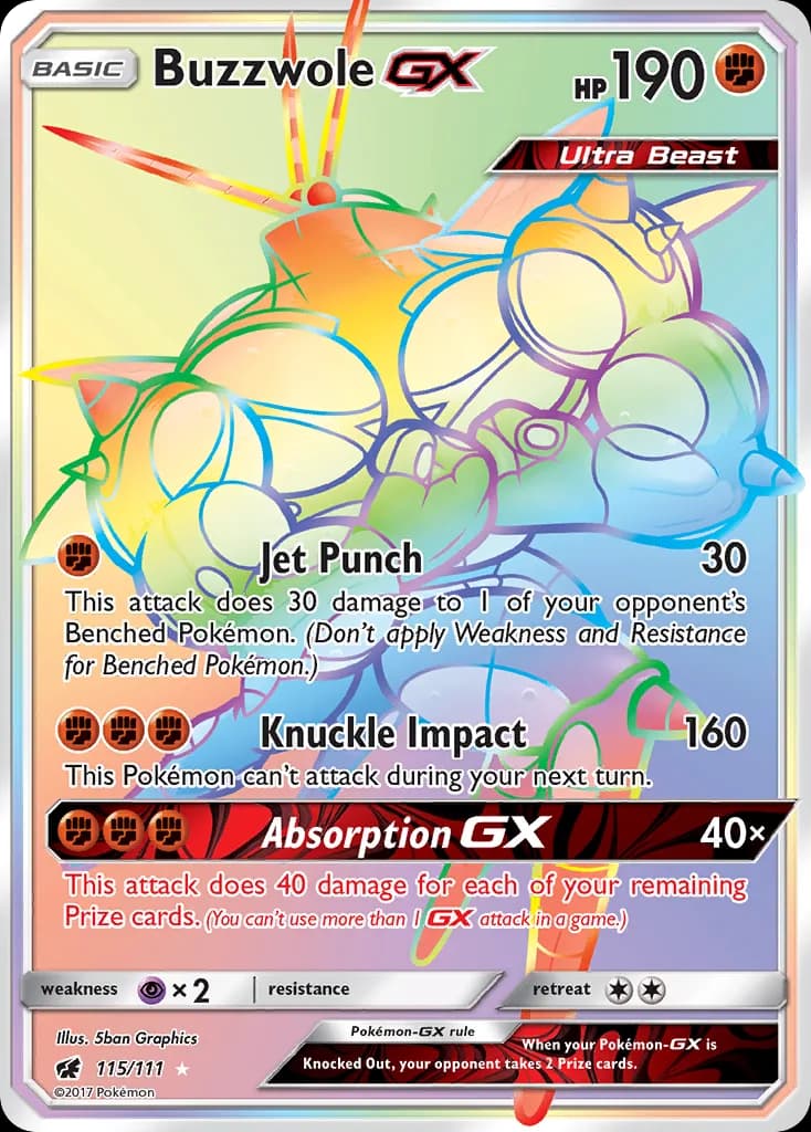 Crimson Invasion Buzzwole-GX card front, 115/111