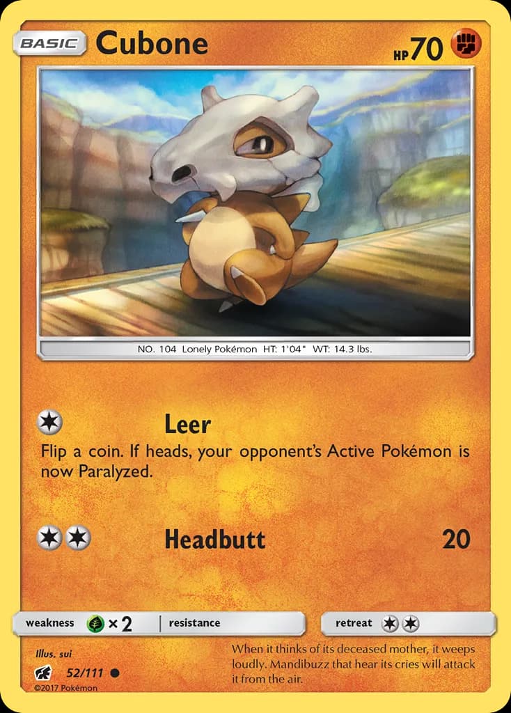 Crimson Invasion Cubone card front, 52/111