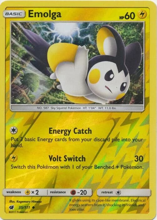 Emolga reverse holo card front, Crimson Invasion 35/111
