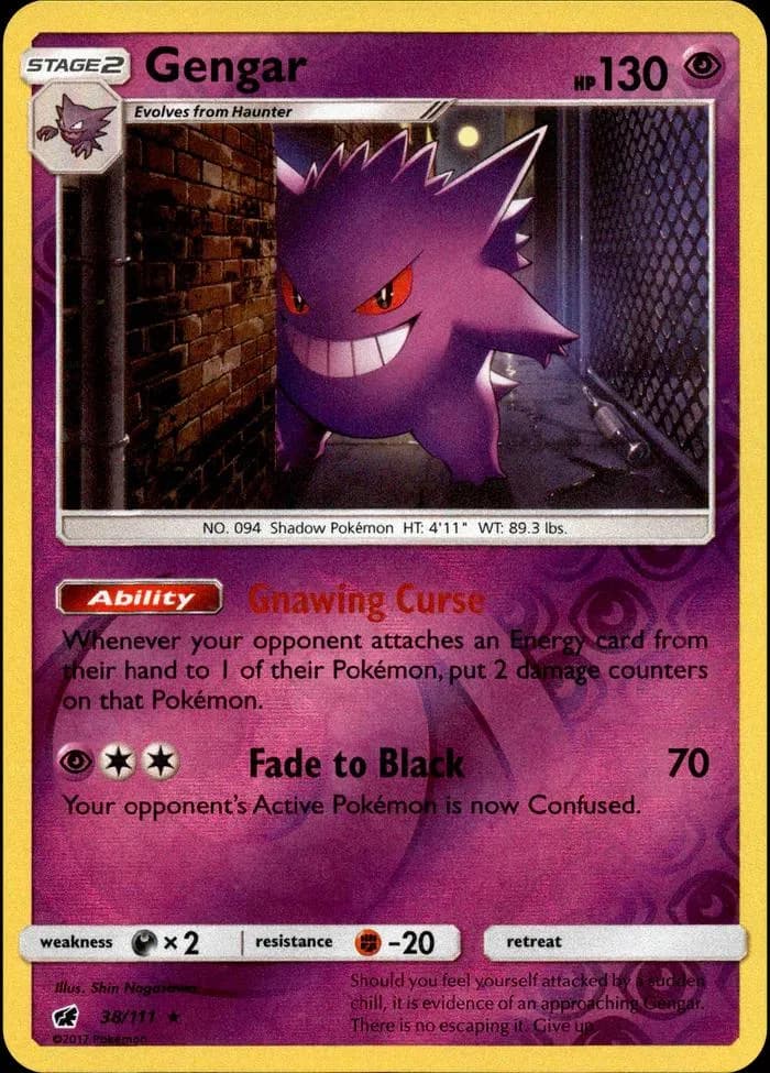 Gengar reverse holo card front, Crimson Invasion 38/111