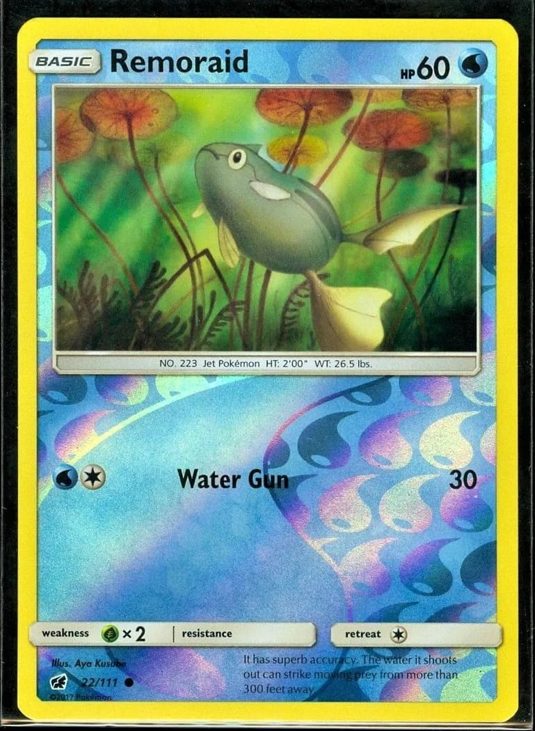 Remoraid reverse holo card front, Crimson Invasion 22/111