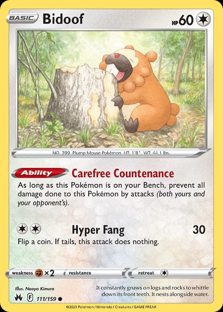 Bidoof card front, Crown Zenith 111/159