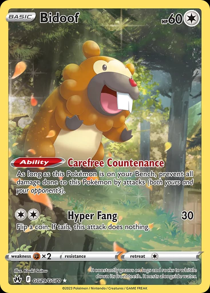 Bidoof card front, Crown Zenith GG29/GG70